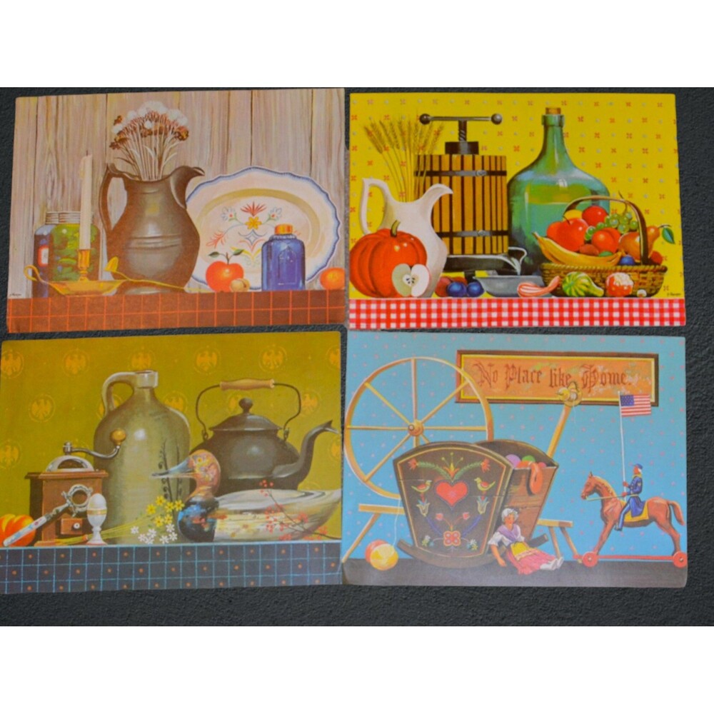 Vintage Prints Early 1970s Country Farmhouse Rustic Welcome Home Four Pieces